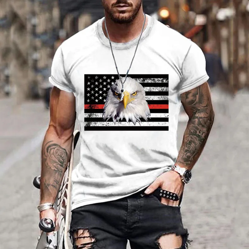 

New USA Flag Stripes and Stars T-shirt Men Women Sexy 3D Print Eagle American Flag Oversized Unisex T-shirts Summer Tops Tees