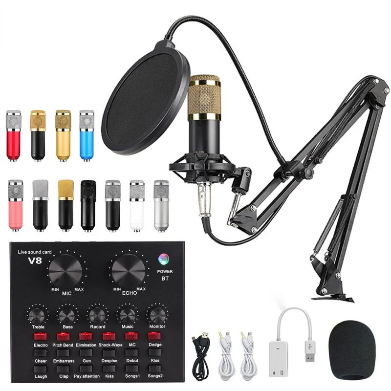 

BM800 Professional Microphone Condenser Mic V8 V9 V10 Sound Card PC Computer Audio USB Recording Studio Game Live Broadcast KTV