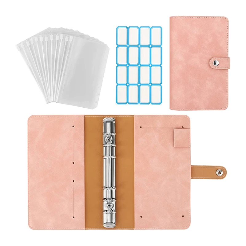 

6-Ring Budget Binder,PU Leather Loose Leaf Notebook With Binder Envelopes Zipper Pouches,Budget Envelope System