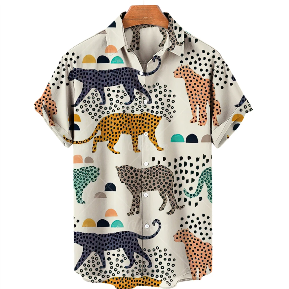 

Fashion Animal Print Hawaii Aloha Shirt Men's 2022 Summer New Short Sleeve Beach Shirt Men's Holiday Party Vacation Clothing