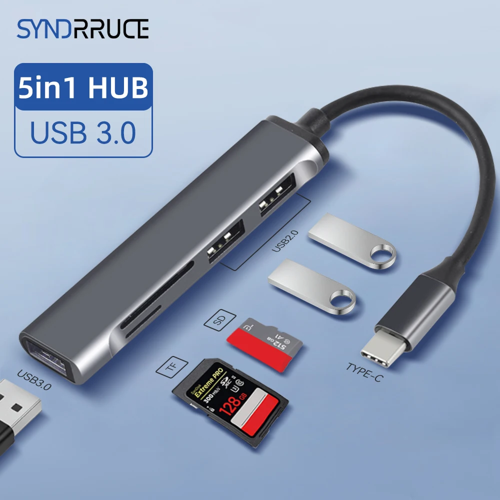 USB-концентратор 5 в 1 для Macbook Air Pro iPad Pro M2 M1, адаптер Type-C для ПК, аксессуары для Lenovo, Xiaomi, Macbook, концентратор USB 3,0