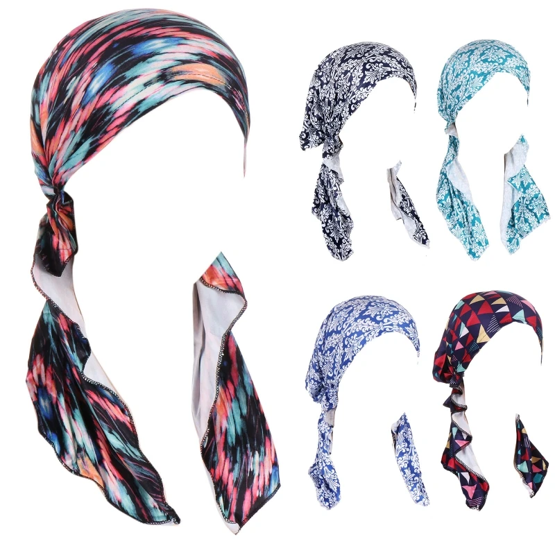 

Hair Care Muslim Baotou Hat Sleep All-match Long Tail Turban Pullover Hat