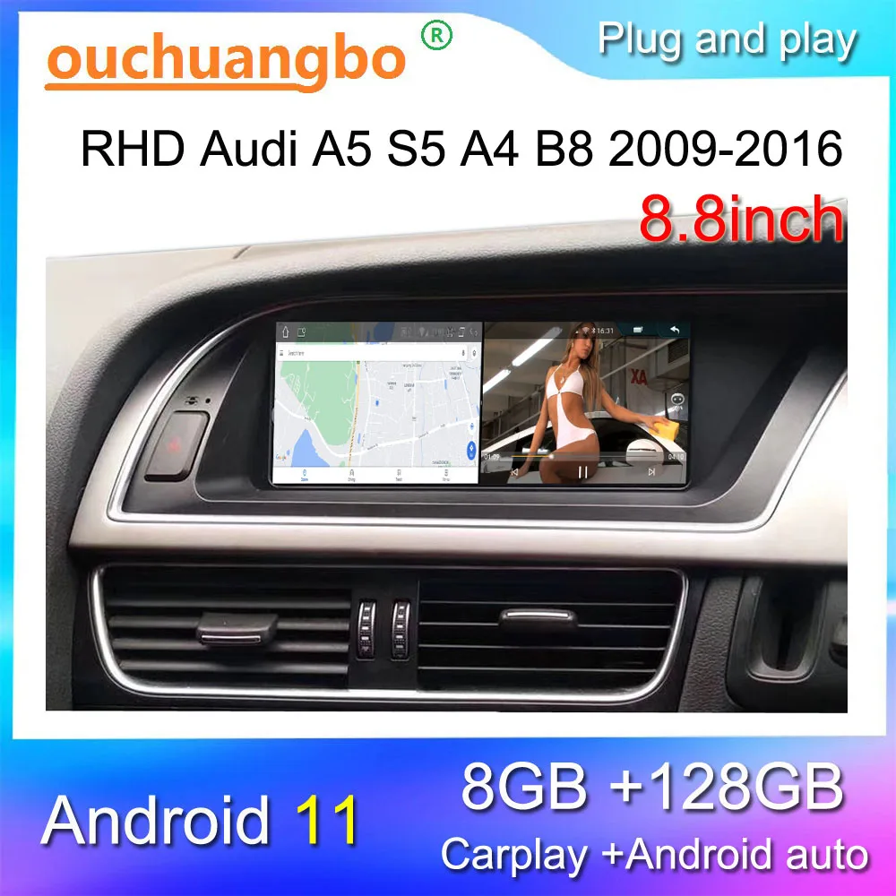 

Ouchuangbo radio multimedia for RHD 8.8 inch Audi A5 RS5 S5 A4 B8 2009-2016 Android 11 stereo gps media player 8+128GB