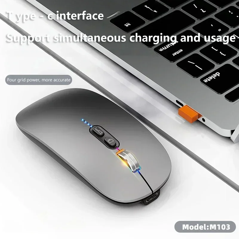 Фото Беспроводная мышь Lenovo, ультратонкая, 3 режима, 2,4G USB и 2 Bluetooth, индикатор заряда, эргономичная, перезаряжаемая, бесшумная, для ПК и ноутбуков №3