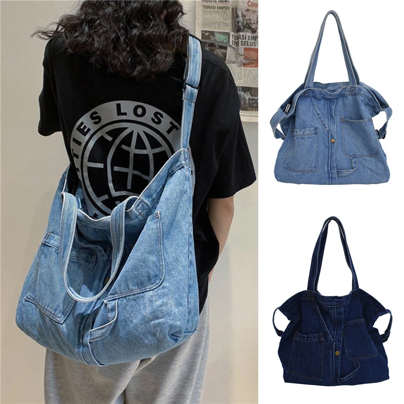 

New Oxford Dark Blue Even Size Shopping Bag Large Capacity Single Shoulder Handbag Large Bag Literary Female Crossbody