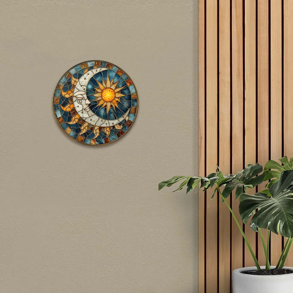 Весенний алюминиевый знак тема Солнца и Луны украшение из искусственного