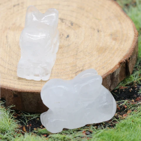 Набор из 5 фигур животных из розового кварца и аметиста