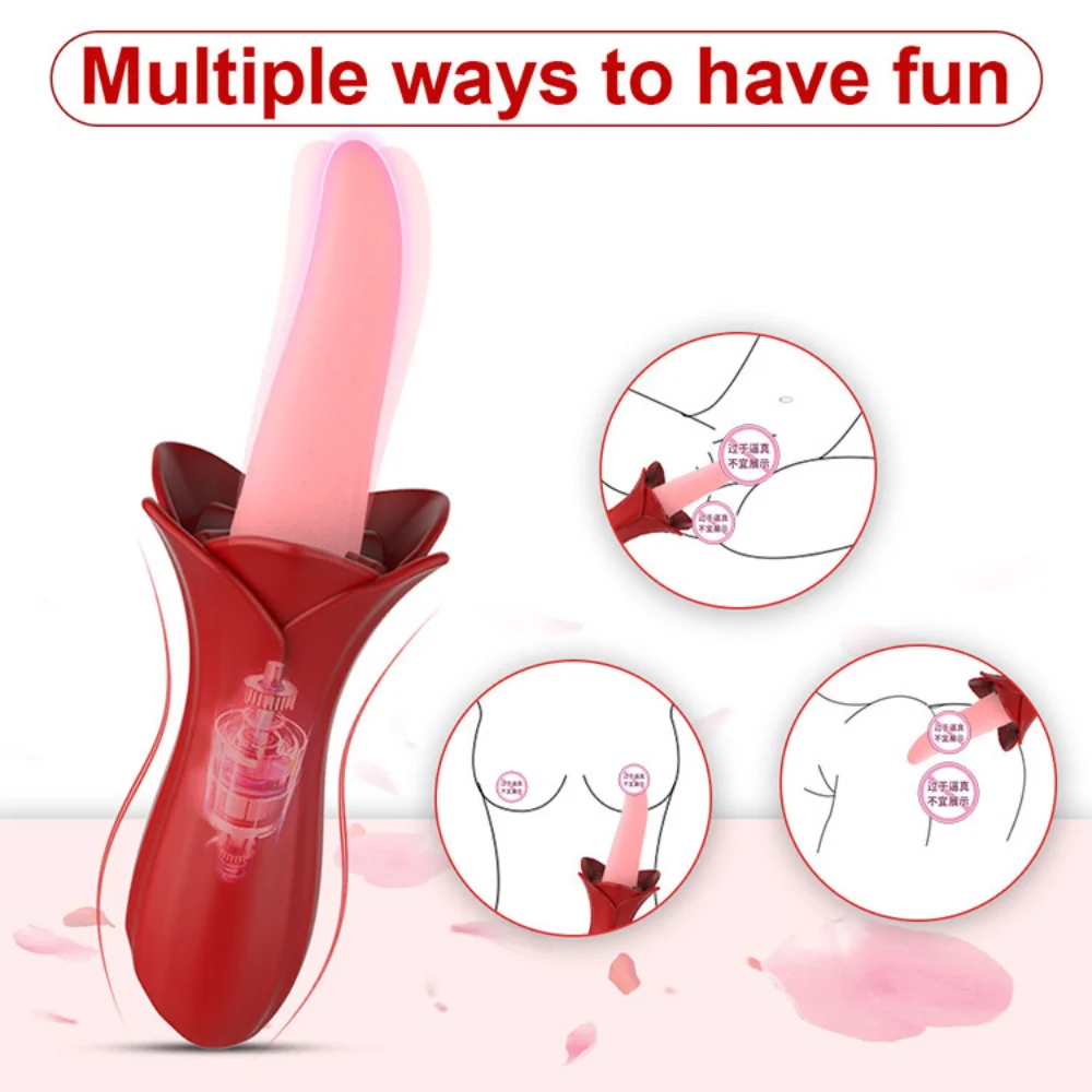 

Rose Tongue Licking Vibrator Women Oral Clitoris Stimulation Nipple Massager Blowjob Female Orgasm Sex Toy Vibration
