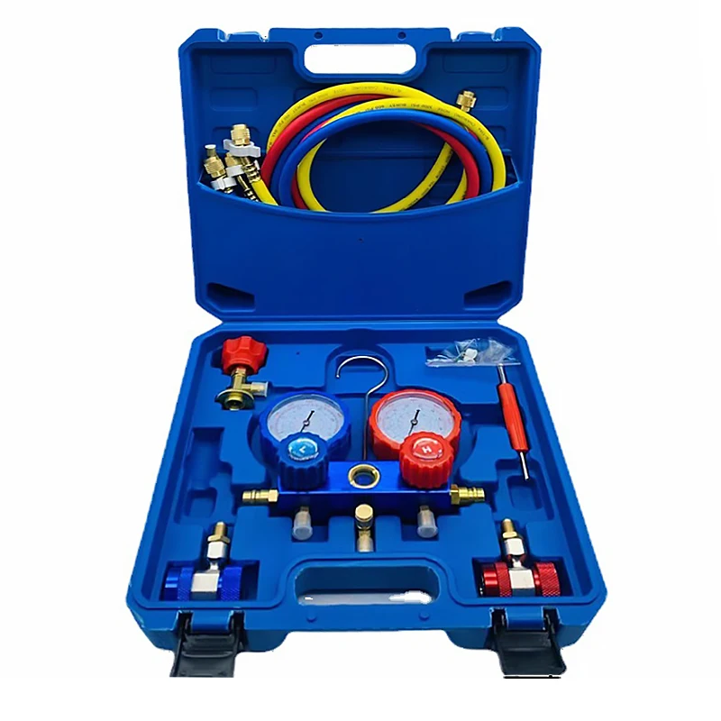 

Refrigerant Manifold Gauge Air Condition Refrigeration Set Air Conditioning Tools with Hose and Hook for R12 R22 R404A R134A