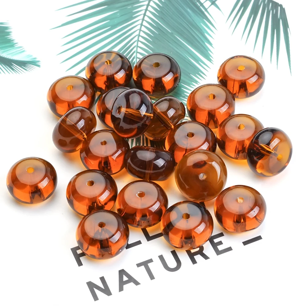 

16MM Brown Crystal Smooth Beads Pendants Glass Loose Round Beaded Crafts For DIY Making Jewelry Accessories Bracelet 10Pcs/Lot