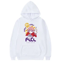 japanese anime fooly cooly hoodie kawaii flcl haruko graphic print hoodies men women loose white funny hoodies manga sweatshirt