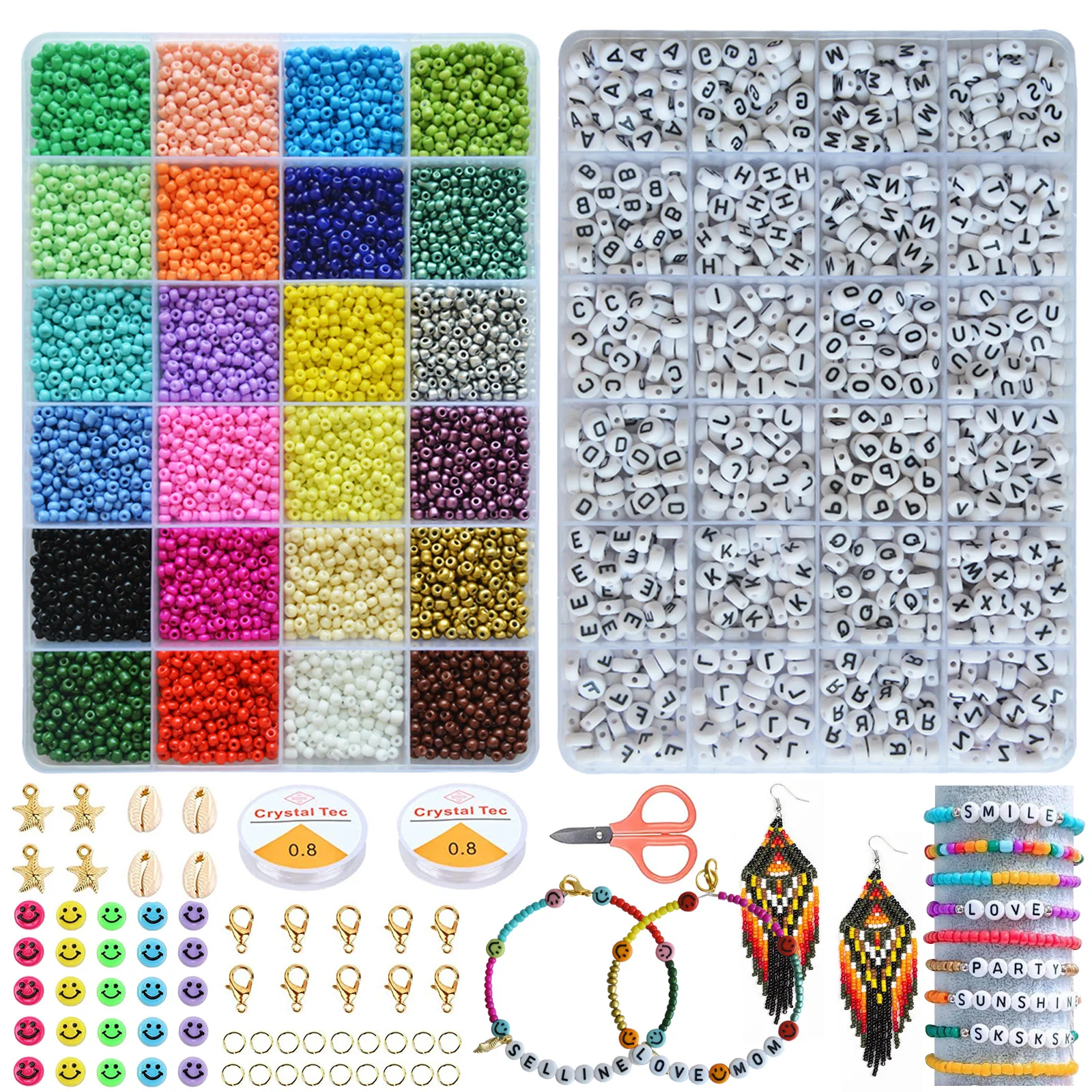 

12000 шт., стеклянные бусины, 24 цвета, 3 мм