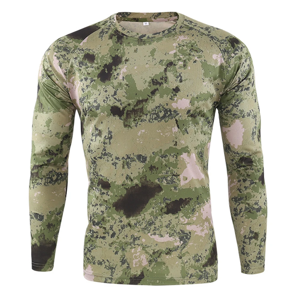

Summer Camouflage T-shirt Quick-Drying Breathable Long Sleeve Tactical T-Shirt Tops Men Hiking Camping Hunting Clothing Military