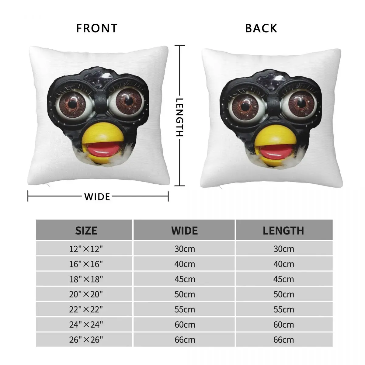 Фото Квадратная наволочка Furby Face, наволочка, наволочка для дома, спальни, автомобиля №2
