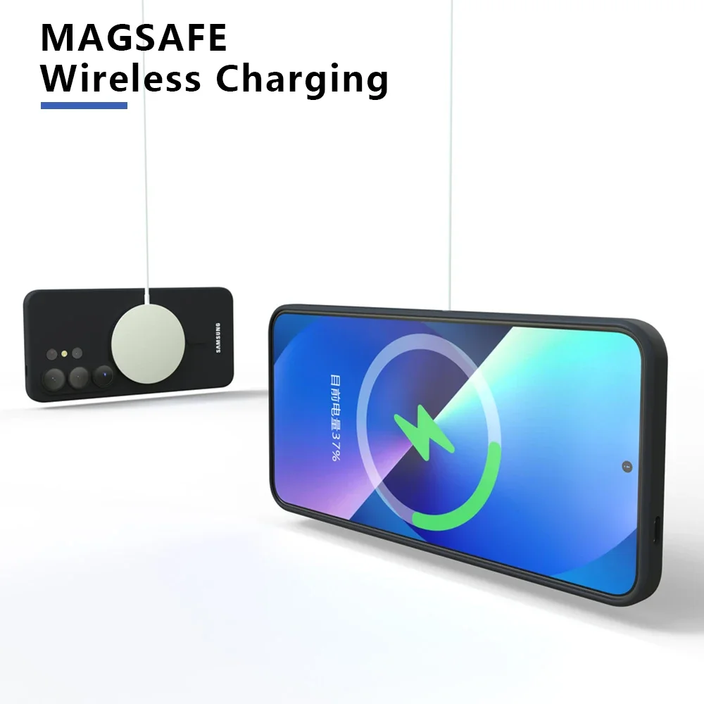 Фото Роскошный мягкий силиконовый чехол Magsafe для Samsung Galaxy S26 Ultra S26 Plus S26Ultra S25 FE S24 S23 с полным покрытием объектива камеры №3