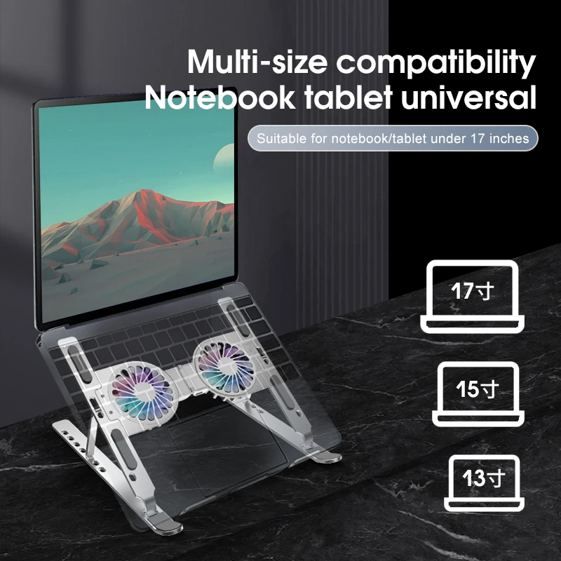 With Cooling Fan Tablet Bracket Folding Holder For Gaming Notebook Tablet Within 17 Inches Portable Accessories Laptop Stand images - 6