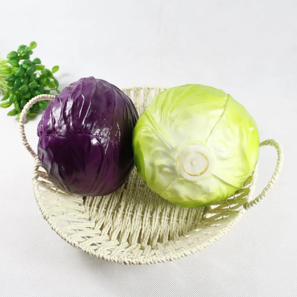 

Artificial Round Cabbage Vegetable Shelf Display Photo Prop Party Decor on Table 10cm