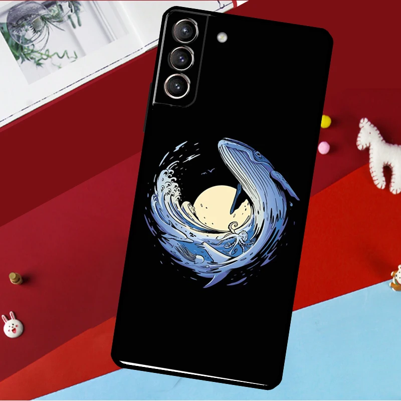 Фото Чехол для телефона Samsung Galaxy S26 S25 S24 S22 S23 Ultra Plus S20 S21 FE S9 S10 S25 FE с дизайном «Волны и киты» №2