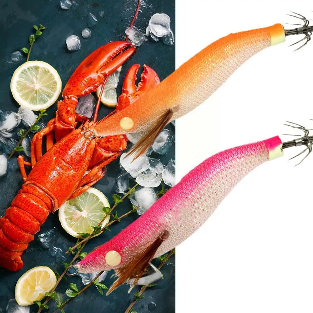 

10pcs Squid Jigs Fishing Lure Artificial Shrimps With Squid Hook Jigging Baits For Sea Fishing Octopus Lures I7d5