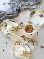 english jungle ceramic coffee cup european coffee cup dish set household light luxury afternoon tea flower tea cup with spoon