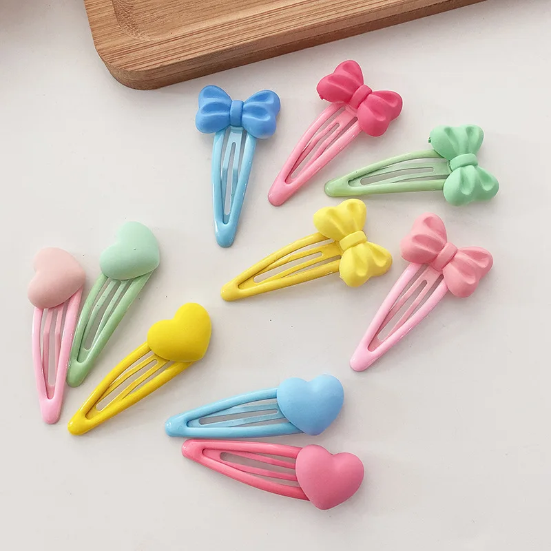 

5Pcs Baby Girl Hair Clips Cute Acrylic Cartoon Bow barrettes Ornament Children Lovely Heart-shaped Hairpins Kid Hair Accessories