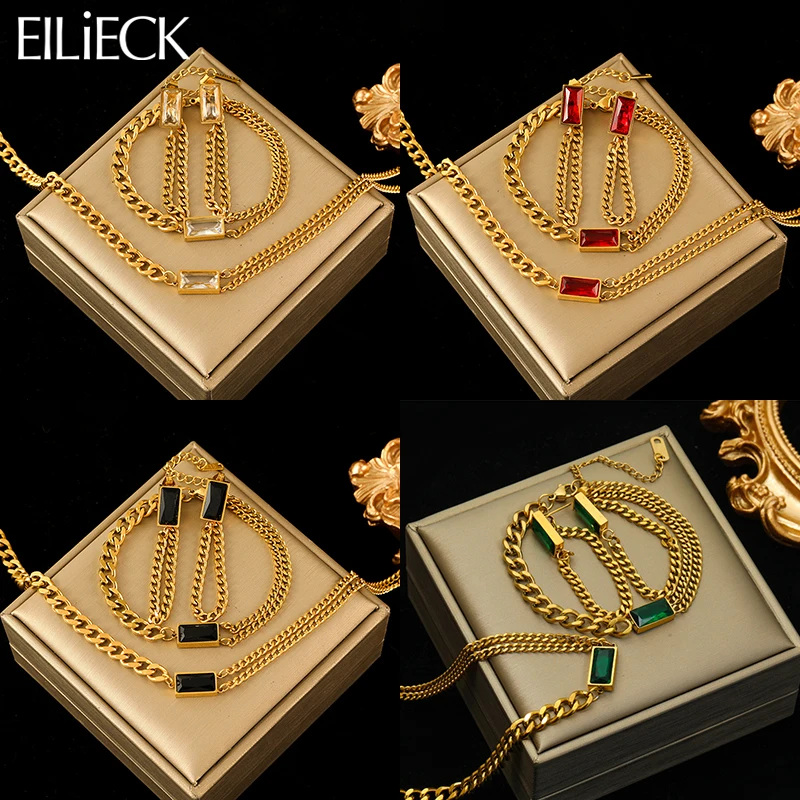 Серьги EILIECK из нержавеющей стали 316L 4 цвета бриллиантовый браслет серьги для
