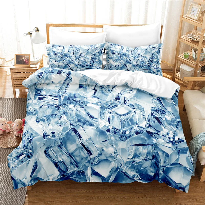 

Ice Cubes Bedding Blue Duvet Cover Set Queen Digital Printing Bed Linen Fashion Design Comforter Cover Teen Bedding Sets Bed Set