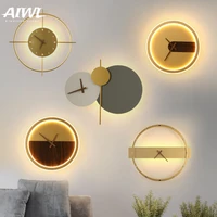 modern led wall lamps art clock home decor aisle bedroom closets wall sconce lamp living room background art interior wall light