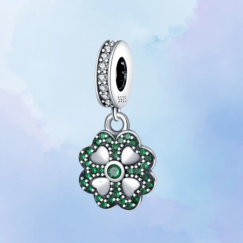 

Бусины с четырьмя листьями и подвесками из клевером серебристого цвета, подходят для браслетов Pandora 925, модные украшения для рукоделия для ж...