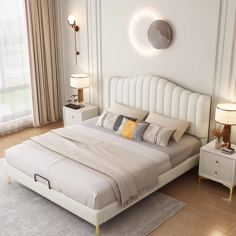 Дизайнерская мягкая кровать Whitr Современная недорогая большая с рамкой для