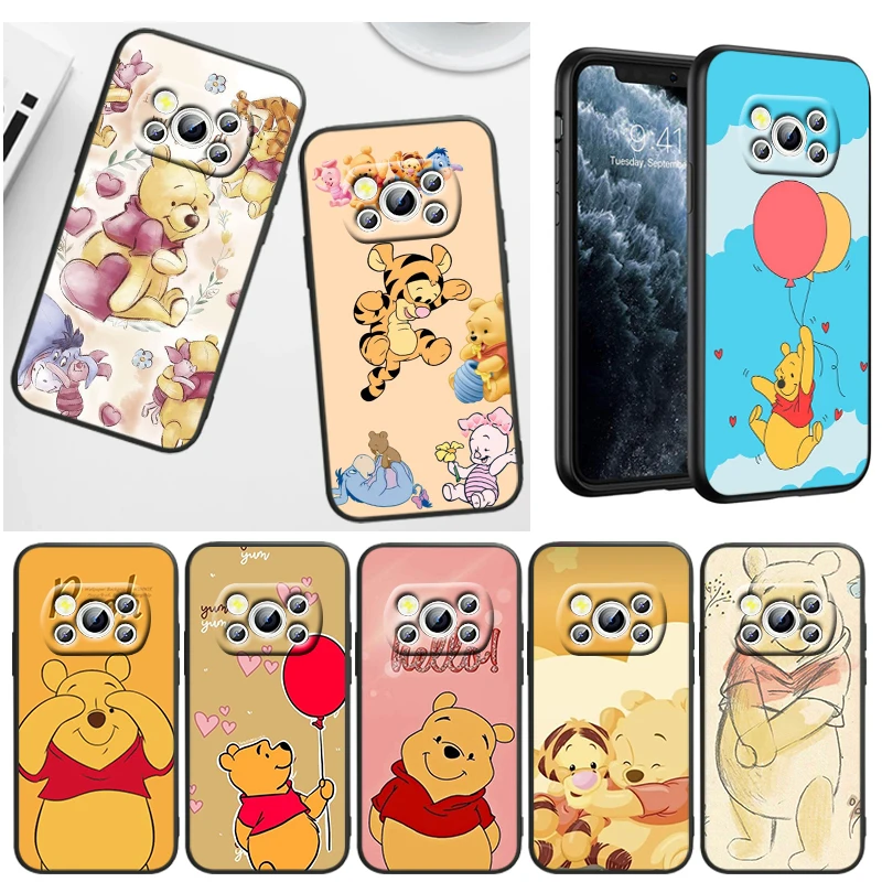 

Disney Cute Winnie Pooh For Xiaomi Poco M4 X4 GT X3 F3 GT M3 C3 NFC M2 F2 X2 F1 Pro Mi Mix3 Silicone Black Phone Case