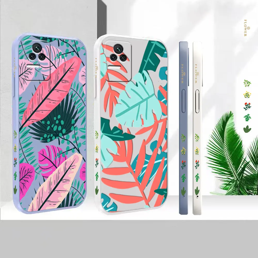 

Liquid Case For Redmi K60E K60 K50 K40S K40 K30 K20 12C 10C 9 9A 8A 8 10X 10A 10 Pro Uitra Abstract Art Plants Leaf Cover Funda