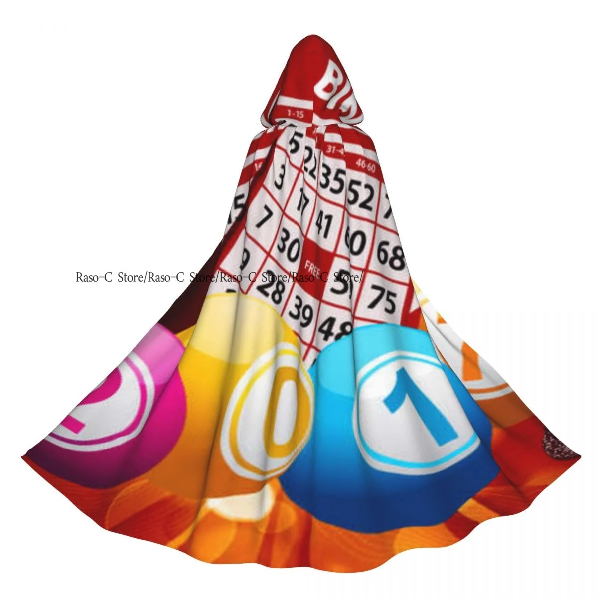 Плащ с капюшоном и шариками лотереи Бинго полиэстер унисекс накидка ведьмы