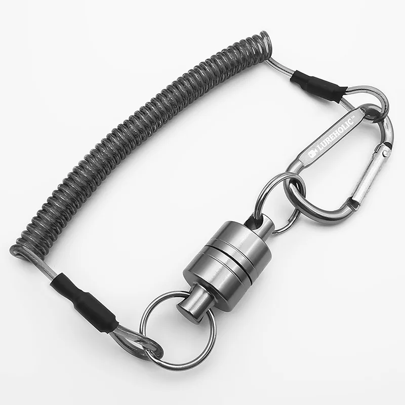 

Fishing Accessories Magnetic Net Release Holder With Coiled Lanyard Strong Magnet Carabine Buckle Anti-Drop Rope Trolling Tools