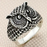 trendy mens antique 3d realist owl animal shaped finger ring for male party fashion stylish jewelry accessories size 6 13