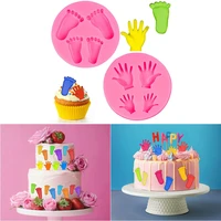 silicone baby feet hands mold chocolate fondant 3d mould baby shower candy cake topper decoration diy baking pudding sugar mould