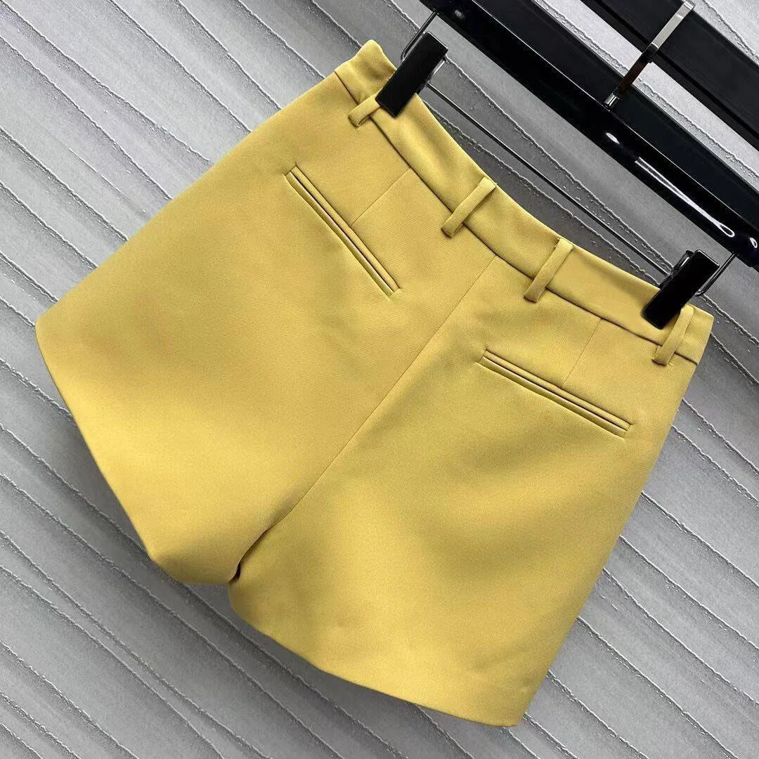 Женские повседневные шорты с высокой талией элегантные милые желтого цвета для