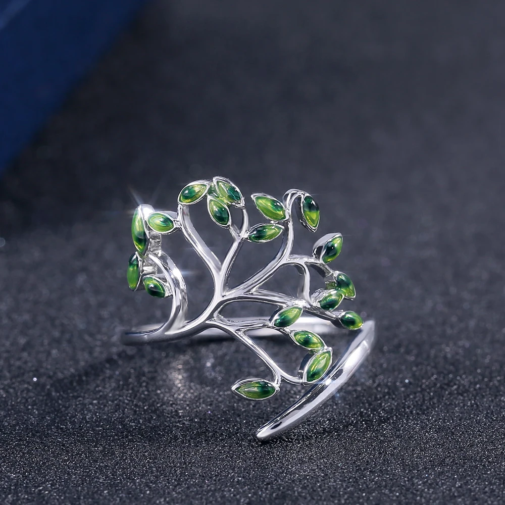 

Live Tree Shaped Cocktail Party Women Ring Fresh Stylish Birthday Pleased Gift For Women Fashion Adjustable Open Rings