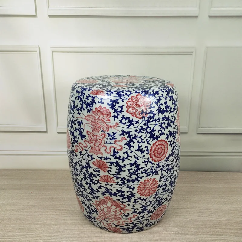 Керамический табурет Цзиндэчжэнь зимняя искусственная живопись круглый для