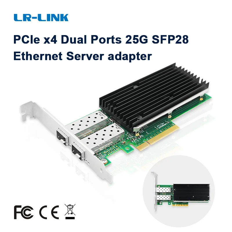 LR-LINK 1001PF-2SFP28 25Gb Network Card Fiber Optical Ethernet Adapter Dual-port PCI-Express NIC Based on Intel XXV710