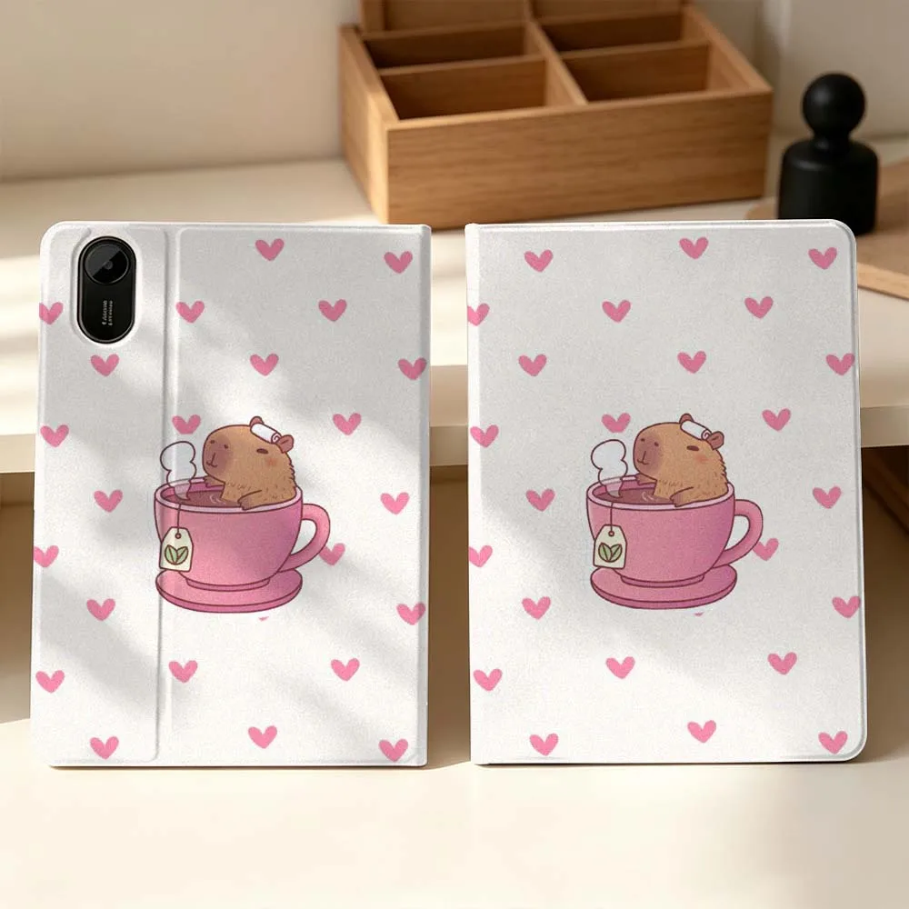 Фото Чехол для планшета с дизайном «Капибара с сердечками» для Xiaomi Mi Pad Mini 4 5 6 7 SE Pro Plus Redmi Pad 2 SE 2025 8.8 11, складной №3
