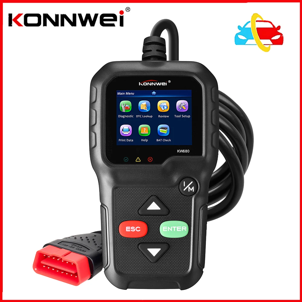 Считыватель кодов KONNWEI KW680 кВт 680 OBD2, автомобильный диагностический инструмент, считыватель кодов OBDII, сканер с поддержкой русского языка pk AD310