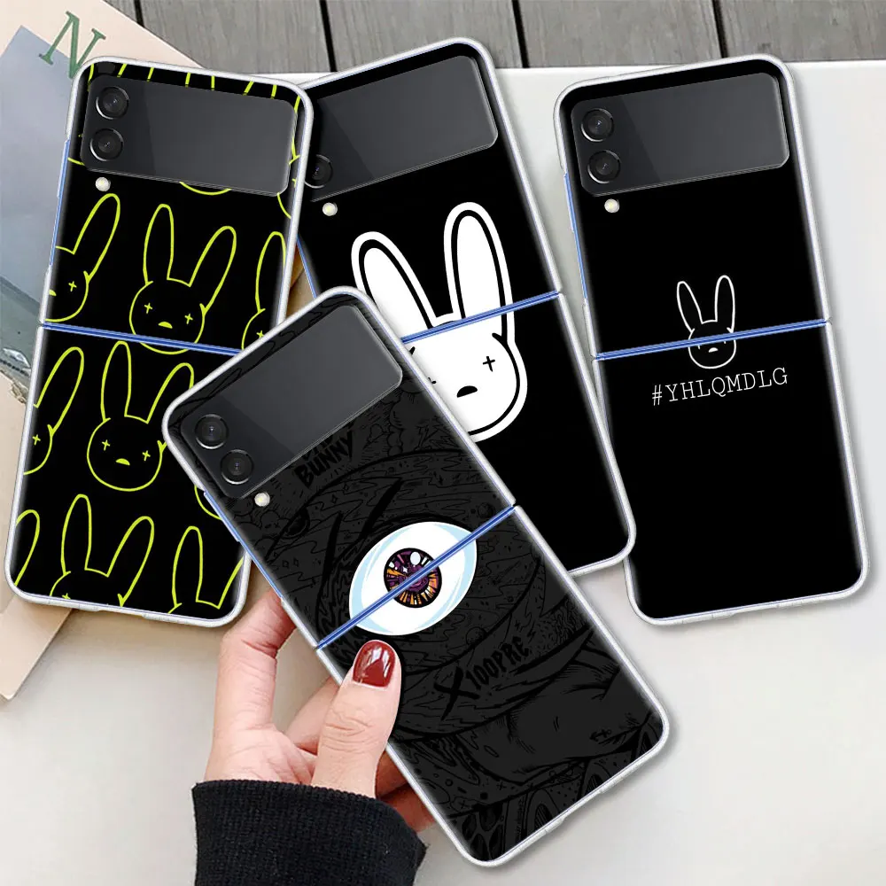 

Anime Bad Bunny For Samsung Galaxy Z Flip 3 Case Folding anti-fall for Samsung ZFlip3 Z Flip3 5G Transparent Protective Cover
