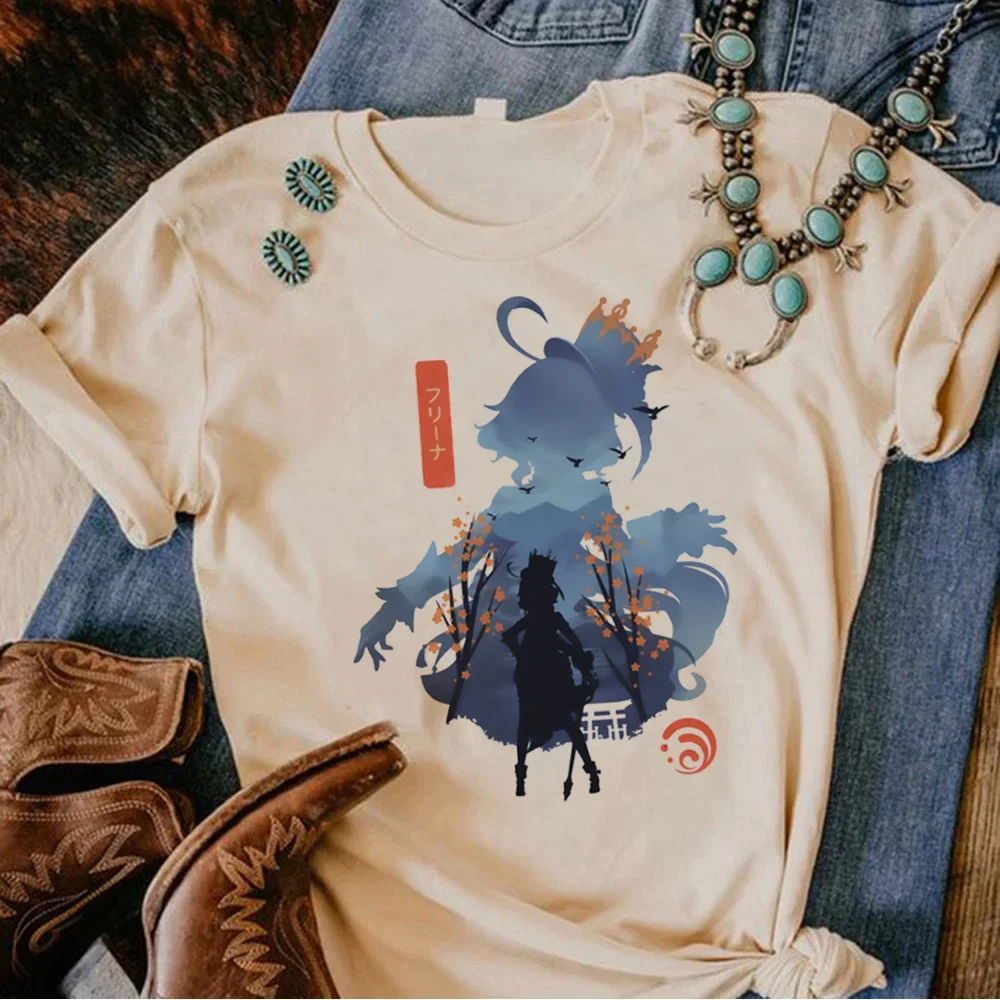 Футболки Genshin Impact Furina Женская комиксная футболка Y2k из аниме женские дизайнерские