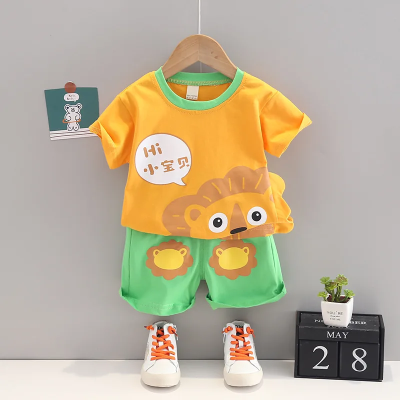 

2022 летняя футболка с коротким рукавом и шорты для маленьких мальчиков и девочек, повседневная одежда, Детская Хлопковая одежда
