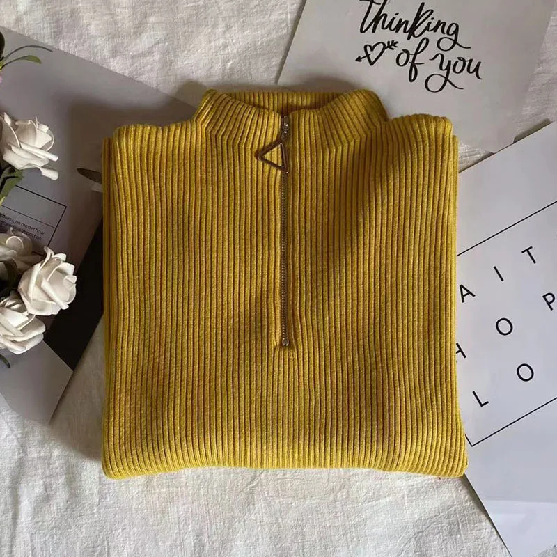 

Женский свитер, новая осенне-зимняя блузка с длинными рукавами и узким низом, свитер с высоким воротником