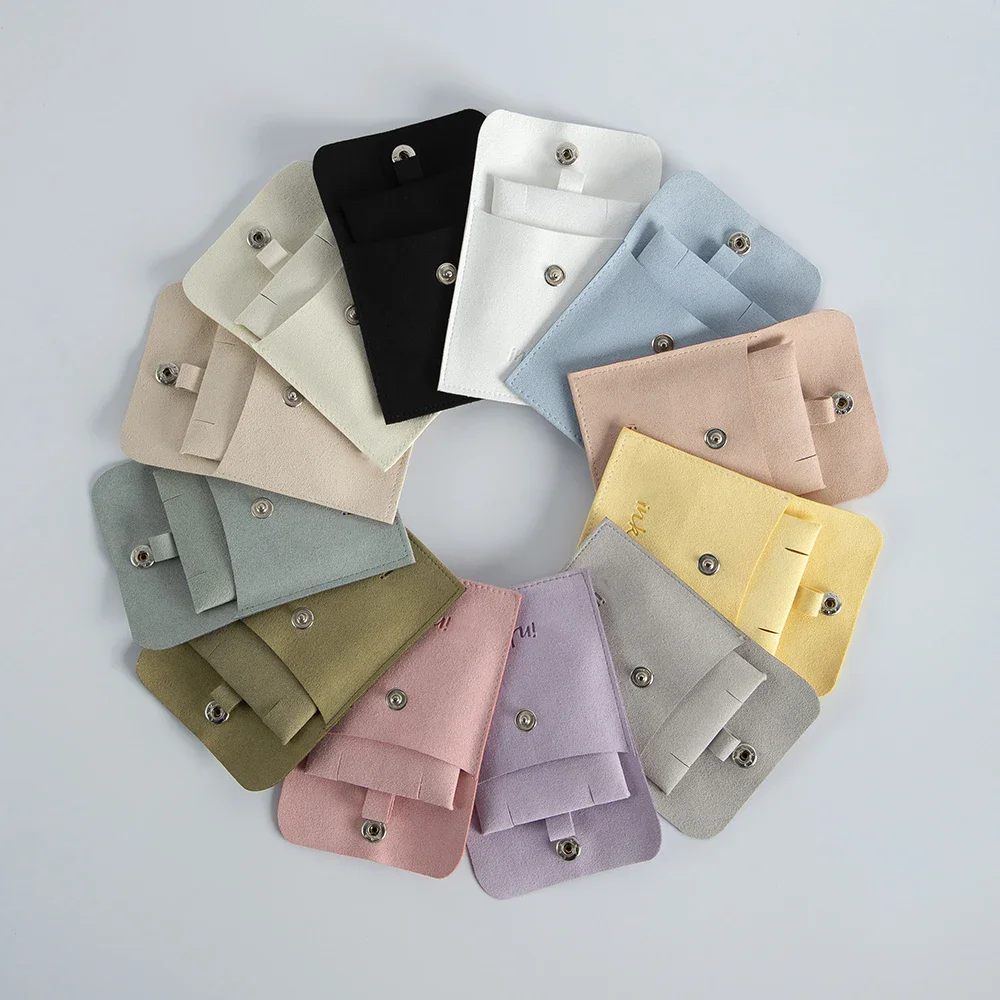 Сумки для ювелирных изделий с логотипом 8x8 см замшевая сумка из микрофибры