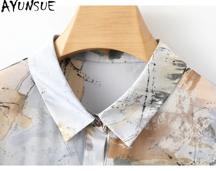 Женская Рубашка из натурального шелка с принтом 92%