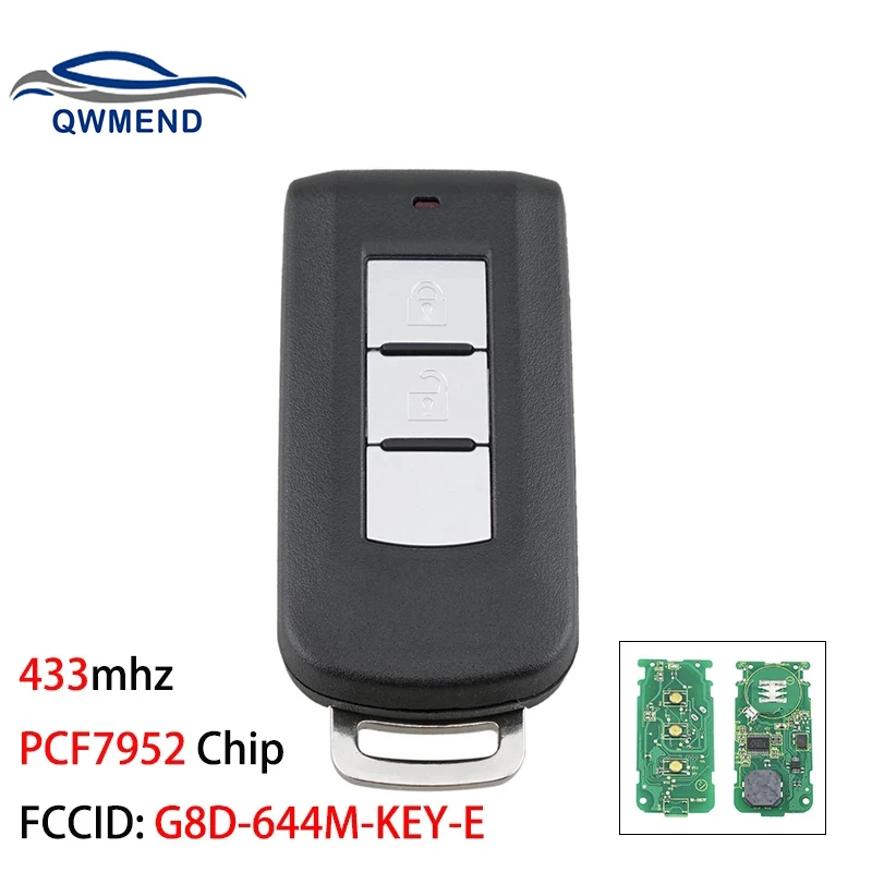 QWMEND G8D-644M-KEY-E 2 Buttons Car Remote Key for Mitsubishi Lancer Outlander ASX Smart Car Key 433Mhz PCF7952 Chip ID46