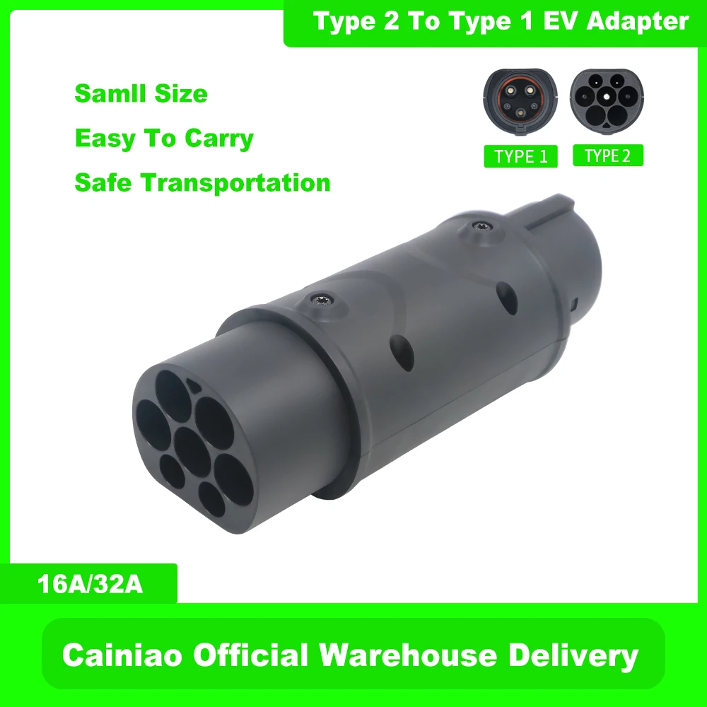 EV Cable Adapter IEC 62196 Type 2 to SAE J1772 Type 1 32A Electric Vehicle Connector EVSE Level 2 240v Charger with Adapters